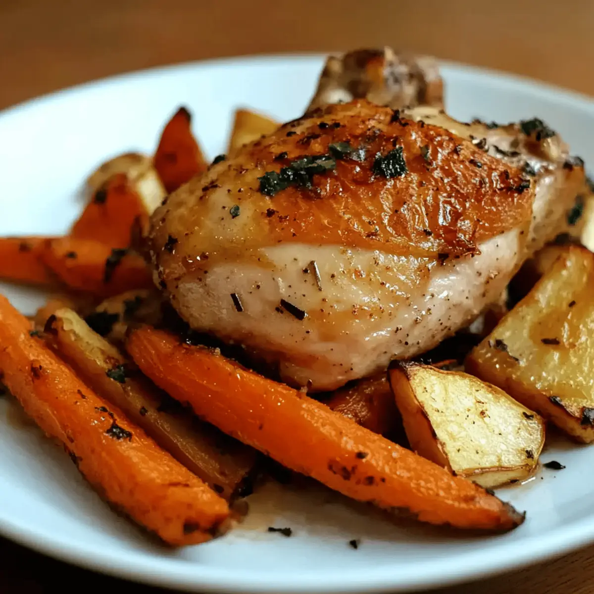 Garlic-Roasted Chicken with Carrots and Parsnips Recipe
