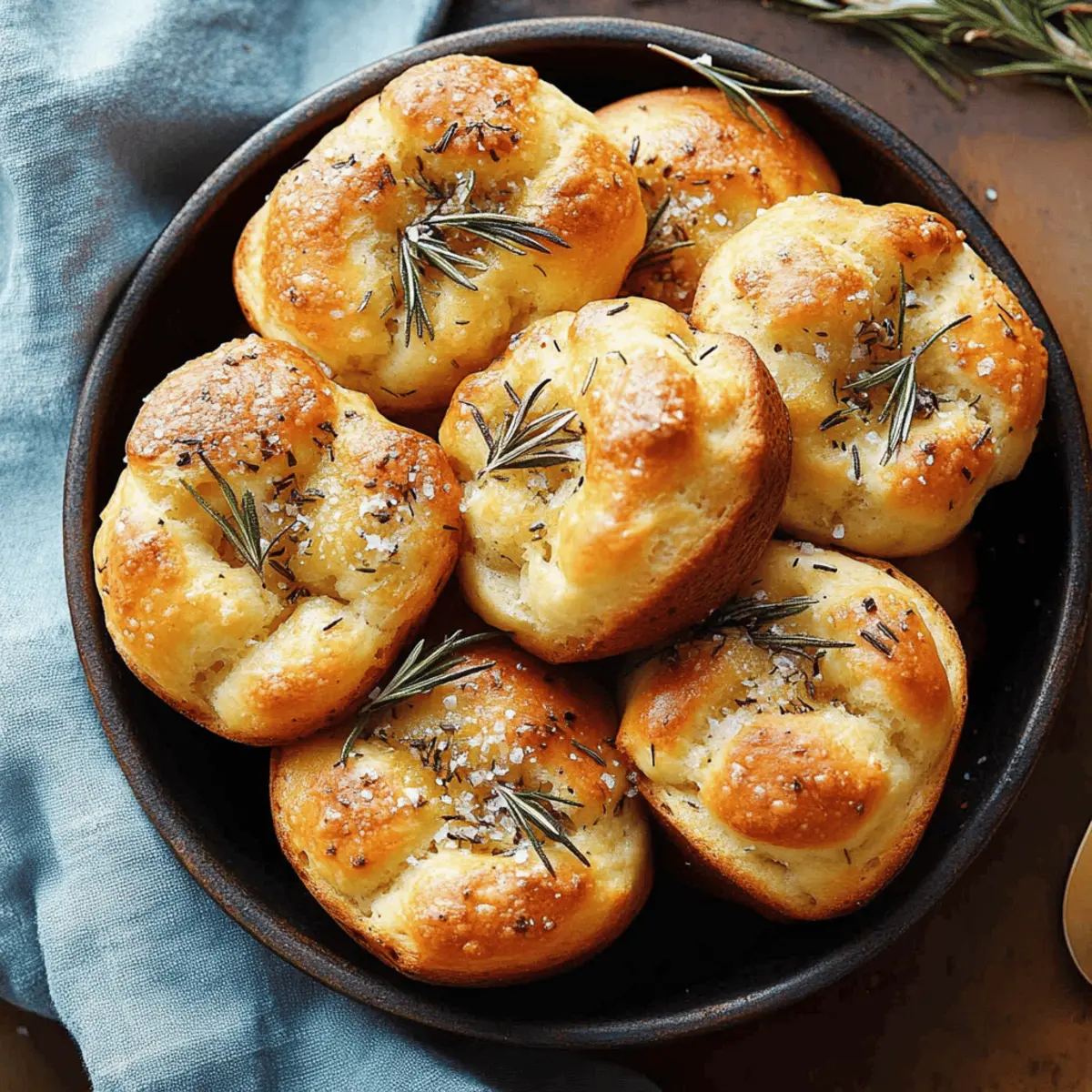 Golden Crust Garlic Rosemary Focaccia Muffins