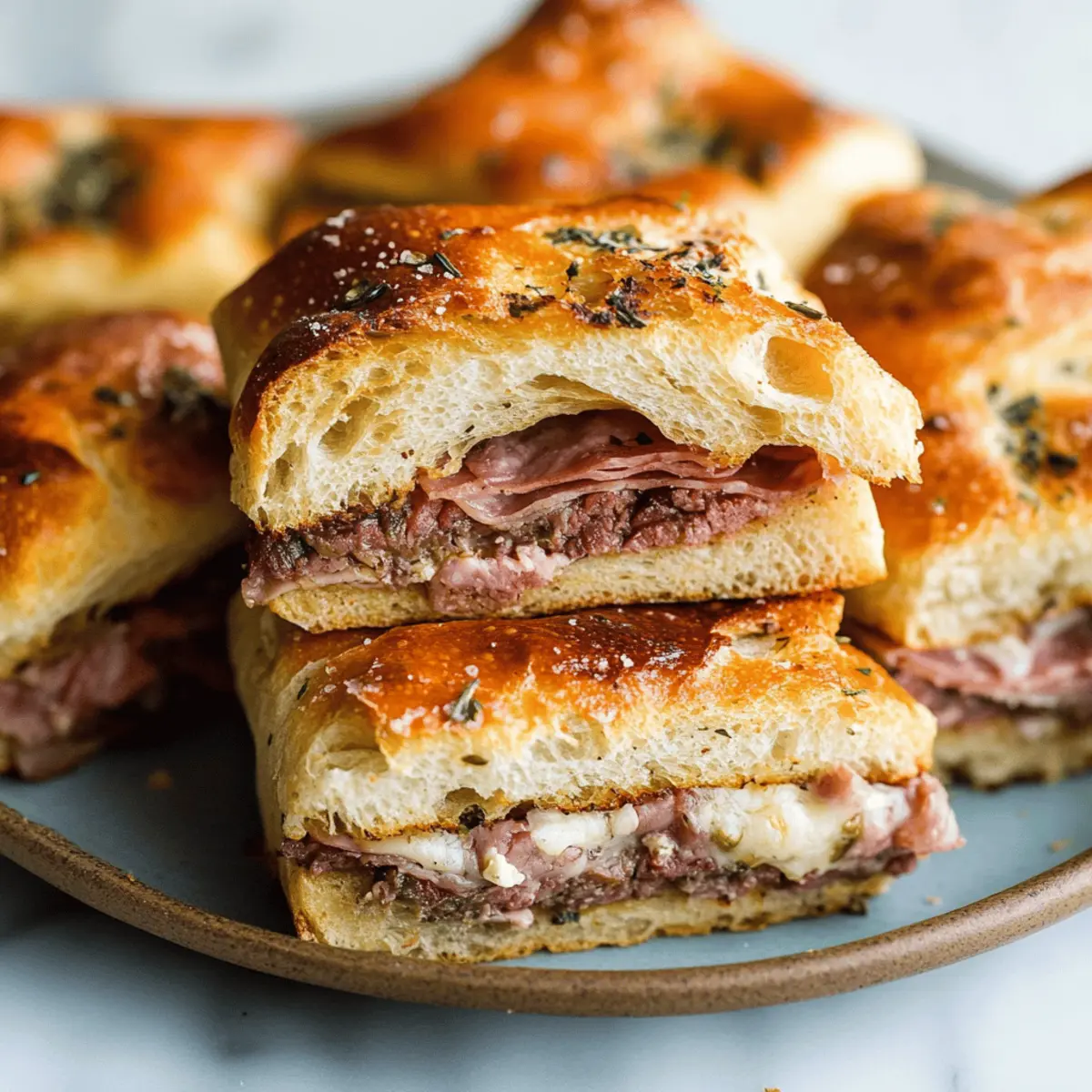 Cheesy Focaccia Charcuterie Sliders
