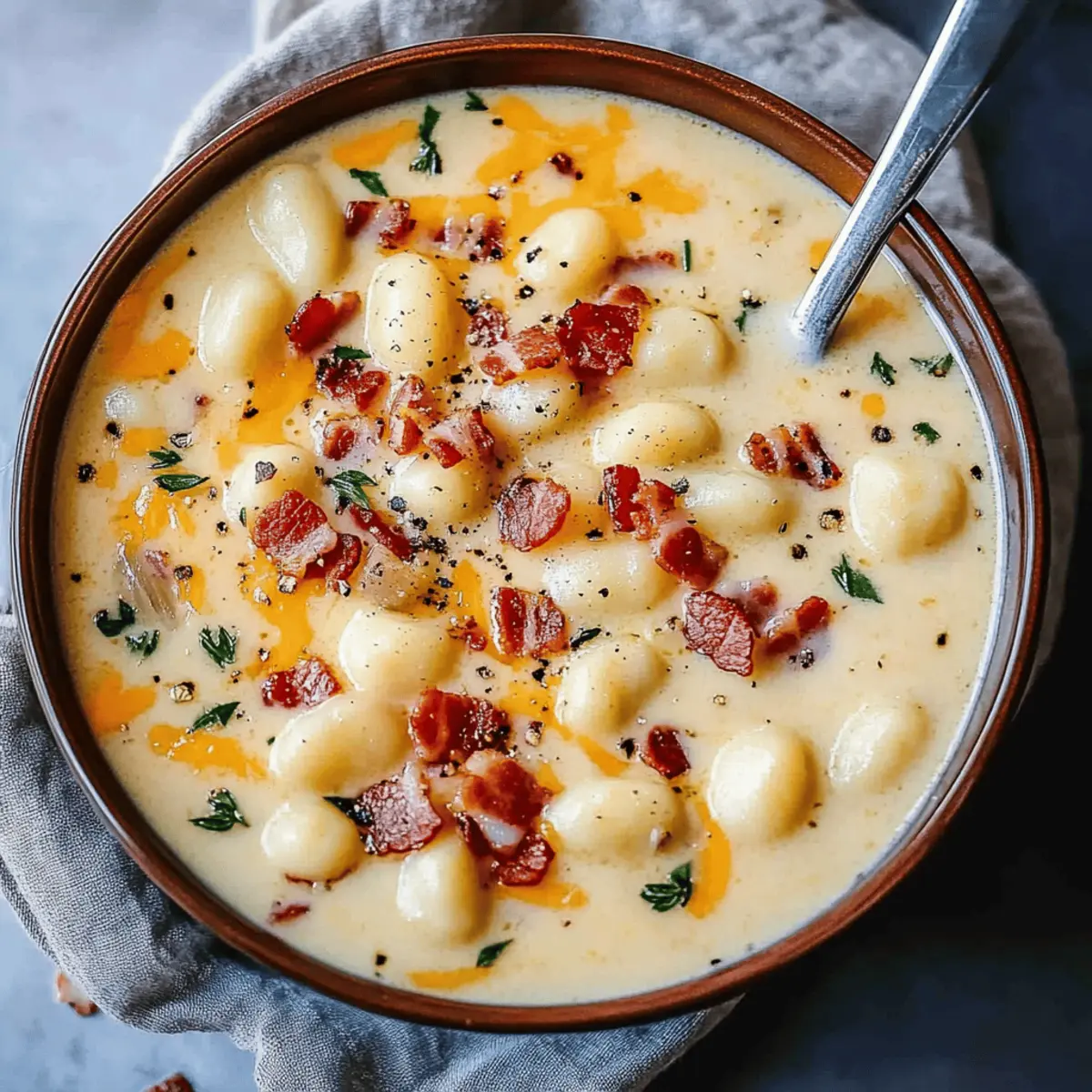 Bacon Cheddar Gnocchi Soup