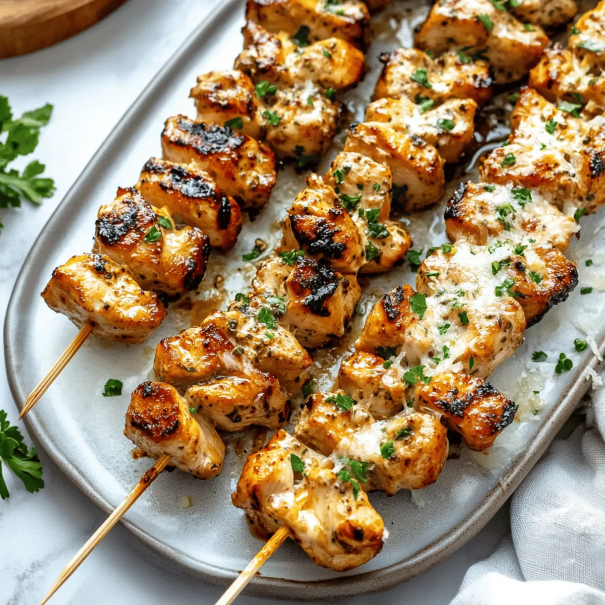 Grilled Ranch Garlic Parmesan Chicken Skewers