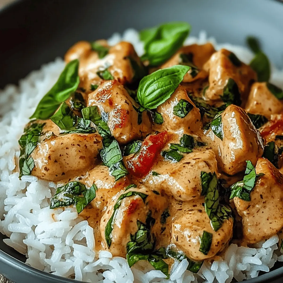 Spiced Coconut Basil Chicken with Rice