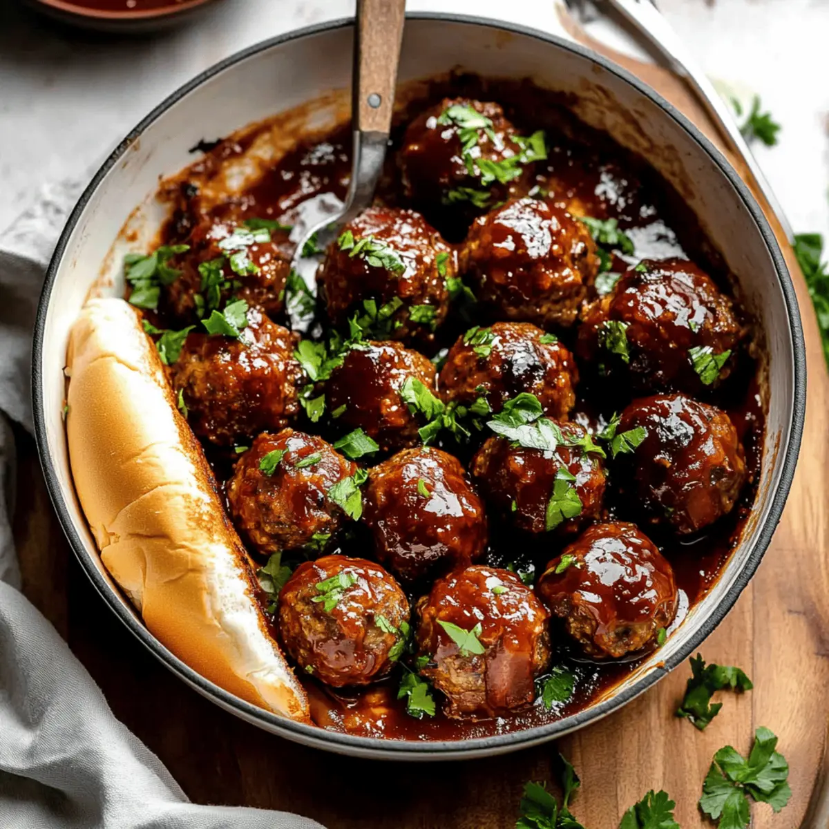 Bourbon BBQ Bacon Cheeseburger Meatball Subs