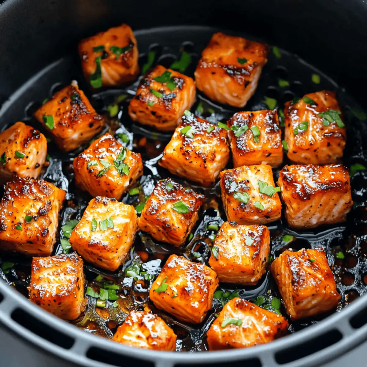 Crispy Air Fryer Honey Garlic Salmon Bites