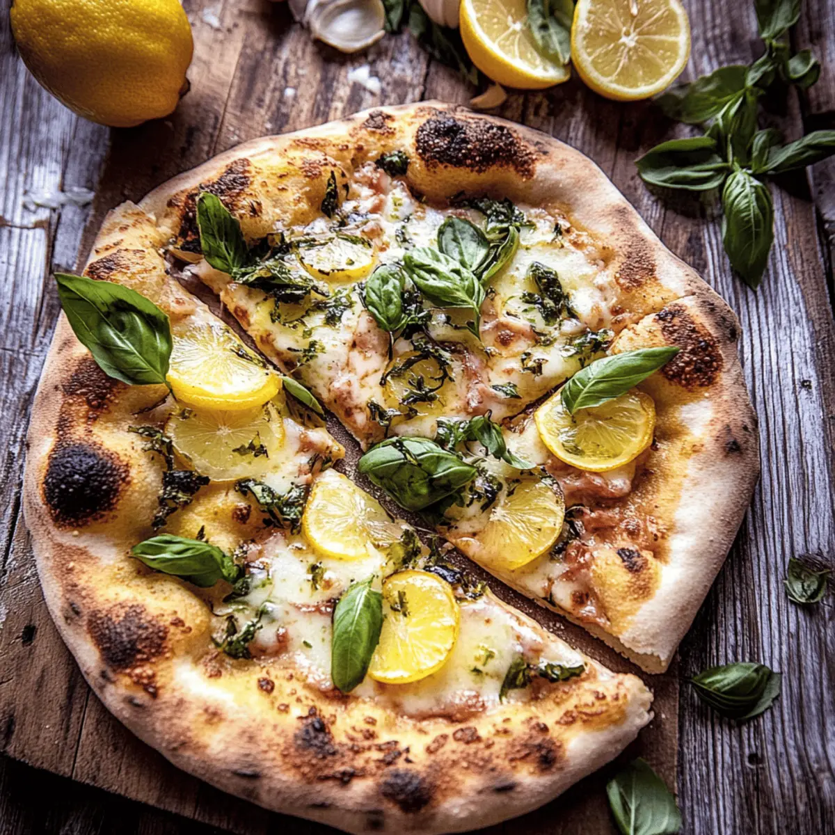 3 Cheese Lemon Basil Pizza.