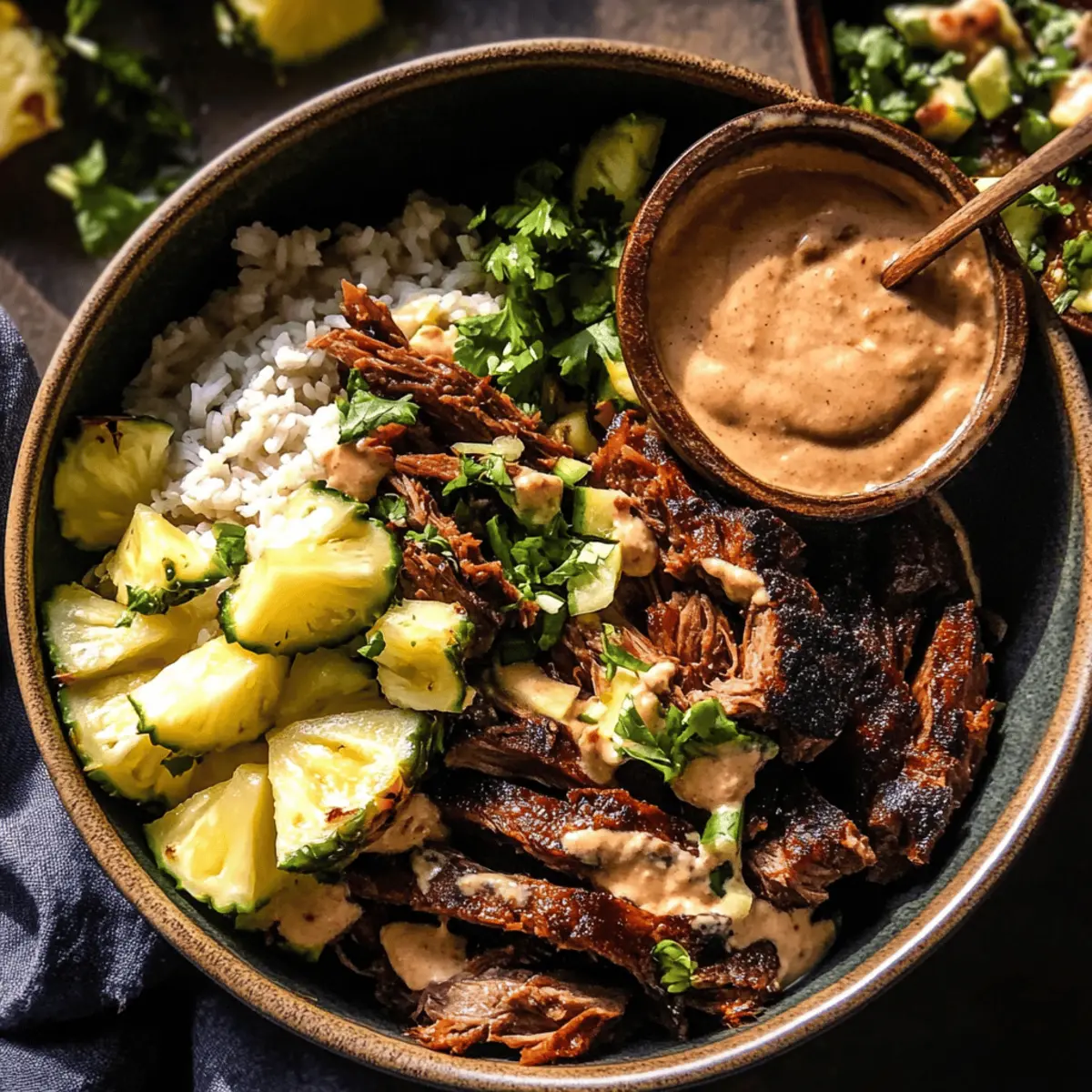 Crockpot Chipotle Pineapple Pot Roast Bowls