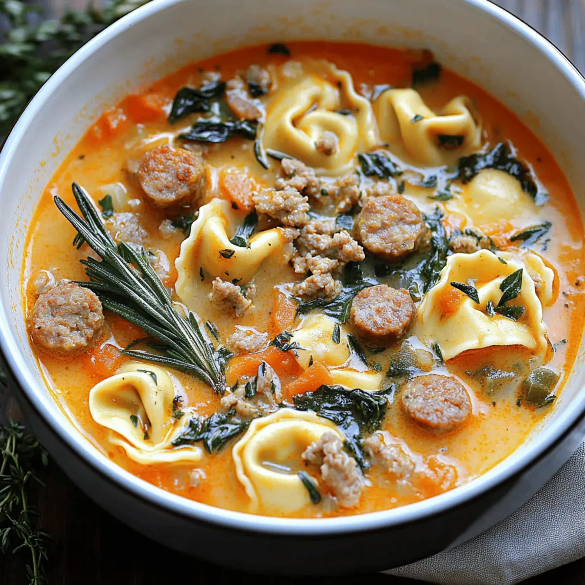 Autumn Tortellini Soup with Sausage