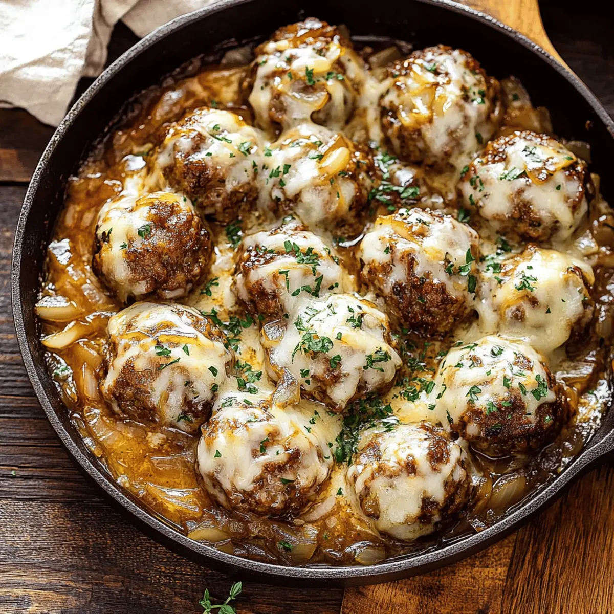 French Onion Meatballs with Savory Onion Sauce