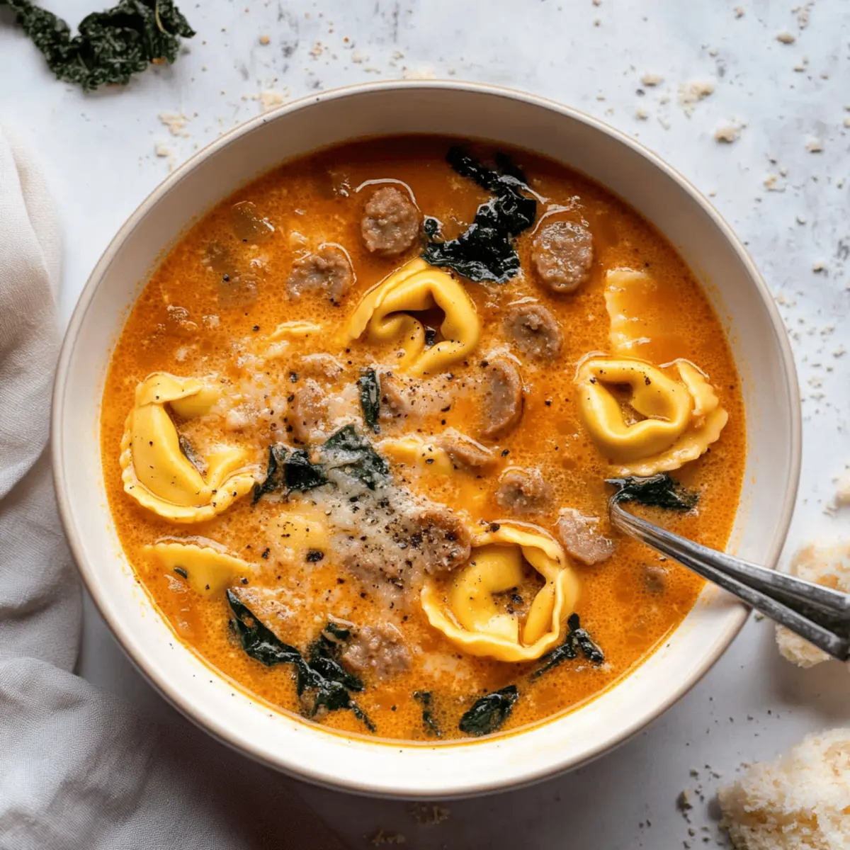 Autumn Tortellini Soup with Sausage