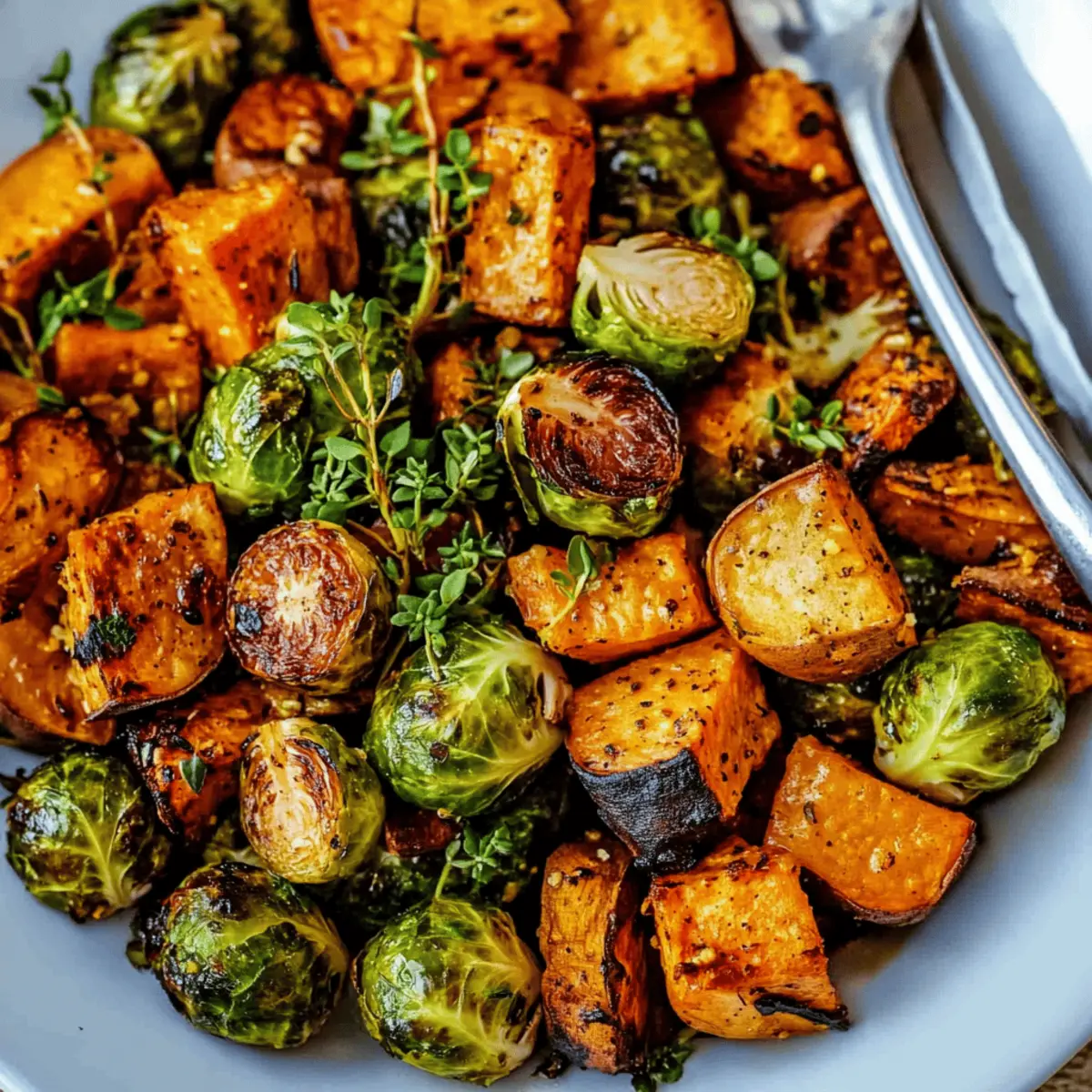 Roasted Brussels Sprouts & Sweet Potatoes