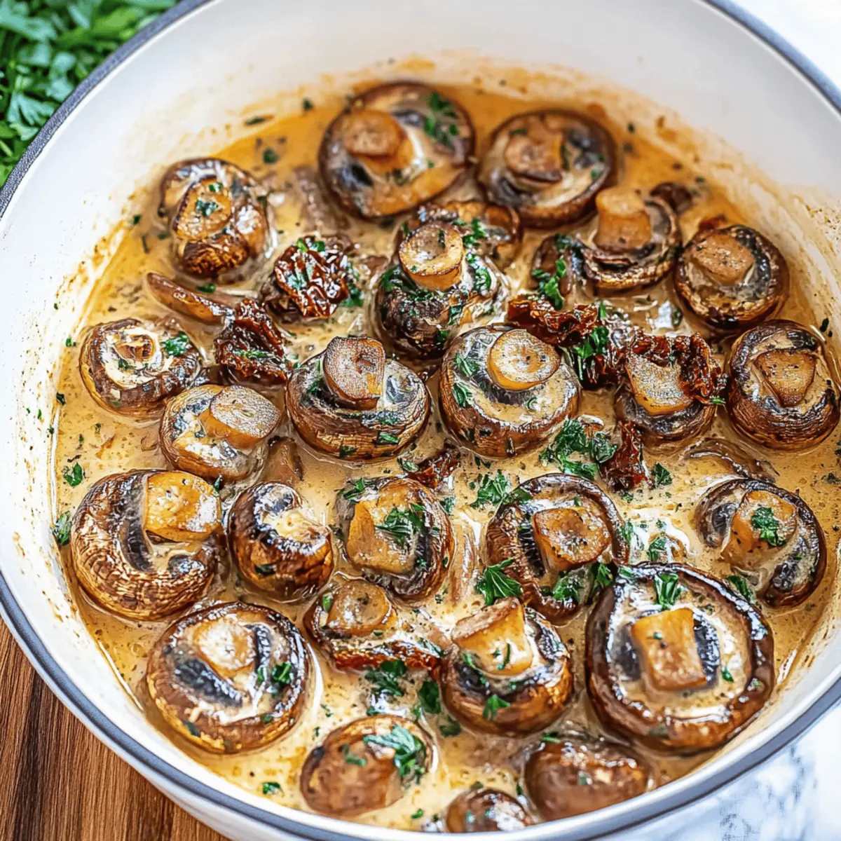 Garlic Mushrooms with Sun-Dried Tomatoes