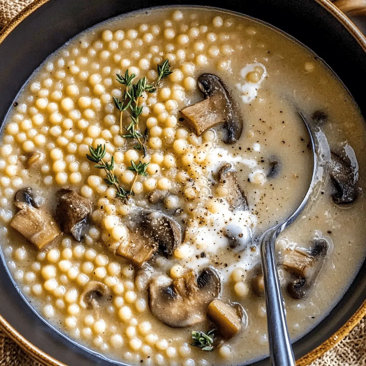 Creamy Mushroom & Pearl Couscous Soup