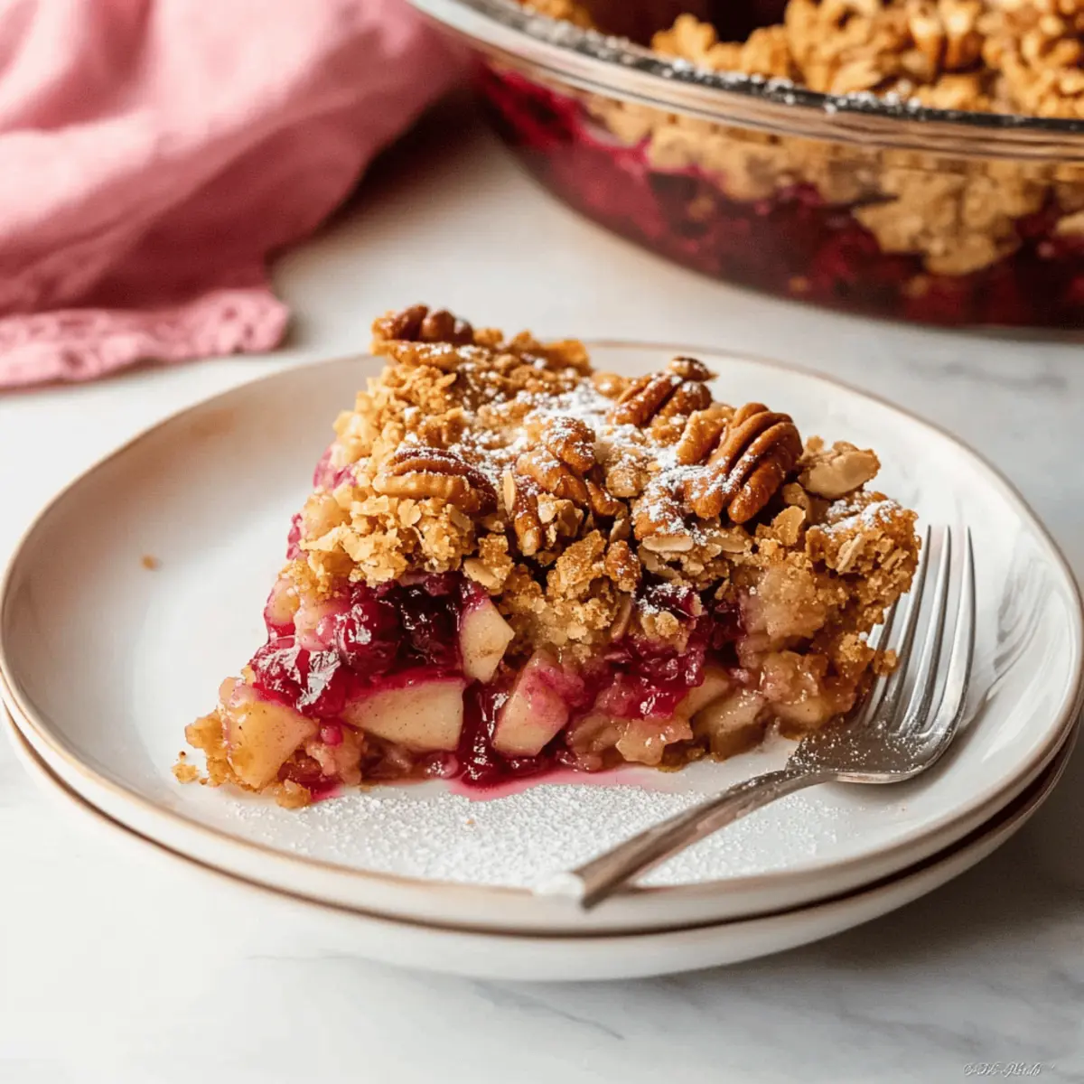Spiced Cranberry Apple Crumble with Pecan Topping