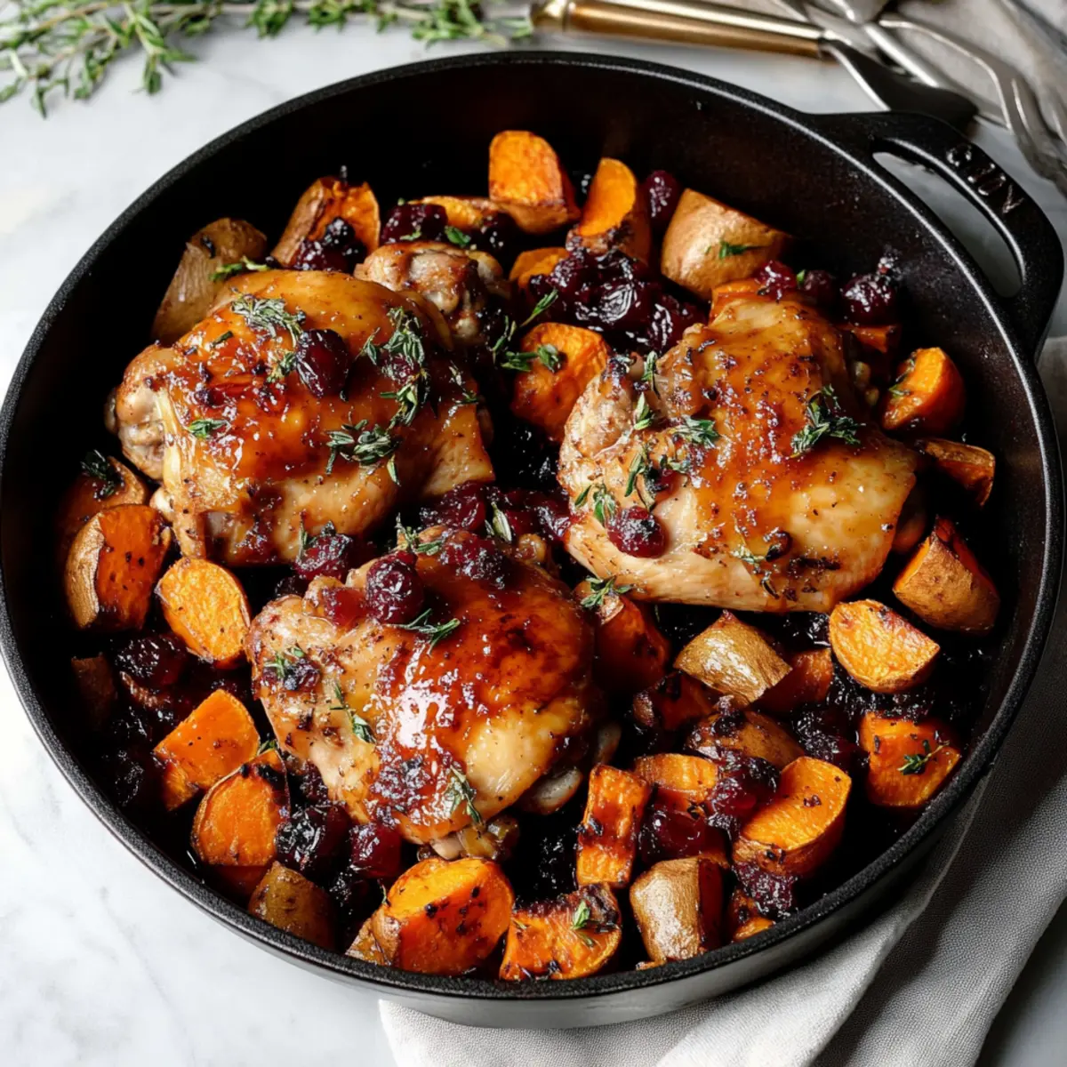 Cranberry Glazed Chicken with Carrots and Sweet Potatoes