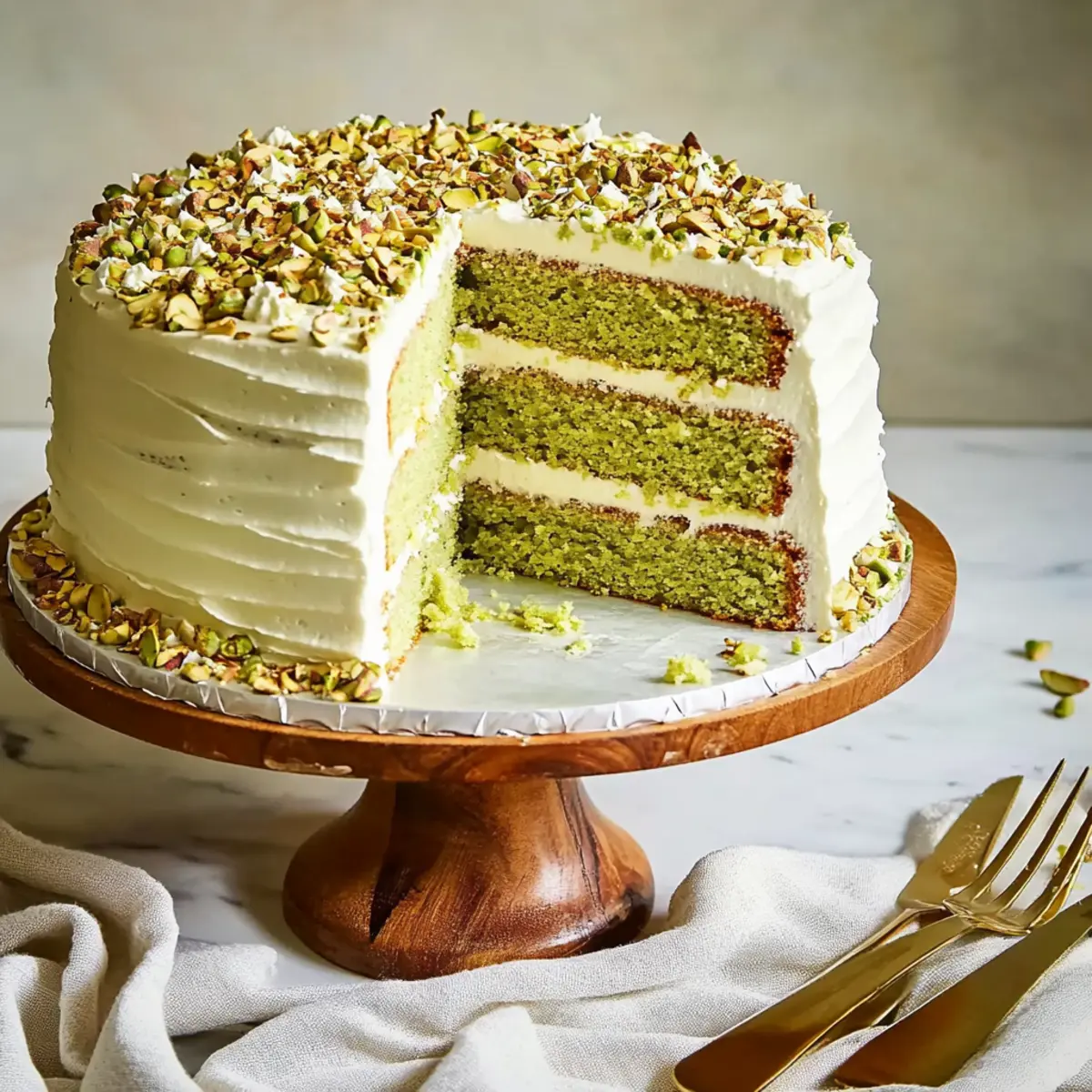 Pistachio Layer Cake with Cream Cheese Buttercream