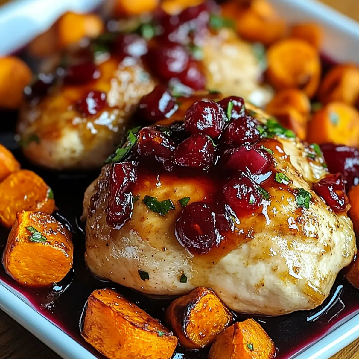 Cranberry Glazed Chicken with Carrots & Sweet Potatoes