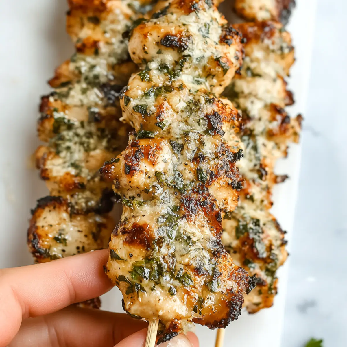 Grilled Ranch Garlic Parmesan Chicken Skewers