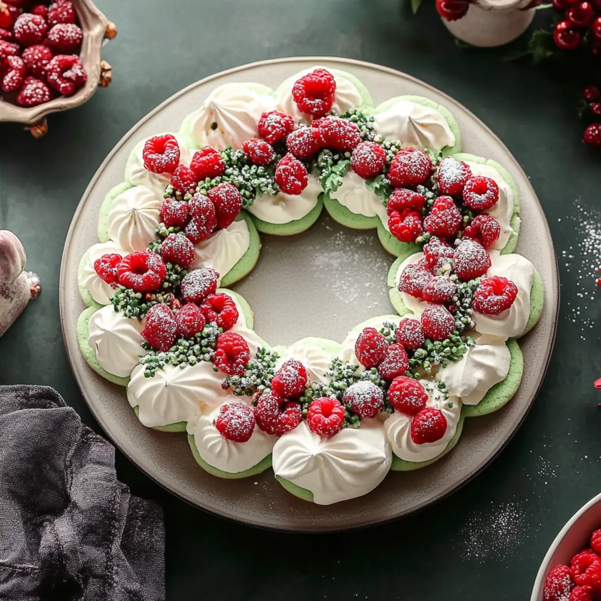 Easy Festive Meringue Wreath Cookies for Holiday Baking