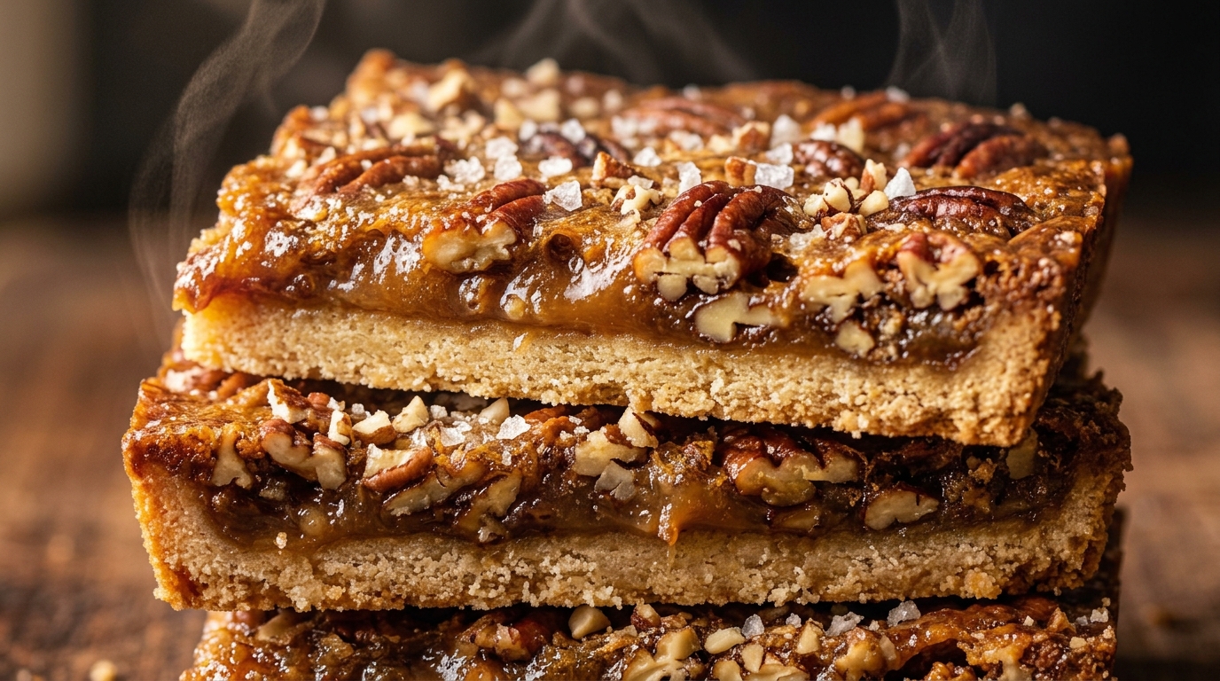 Chewy Brown Butter Pecan Pie Bars with Shortbread Crust
