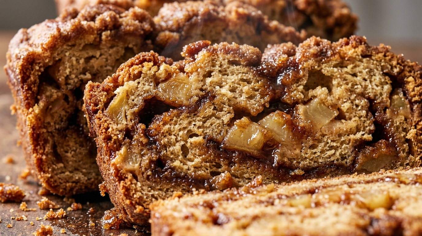 Moist Cinnamon Swirl Apple Bread with Brown Sugar Crust