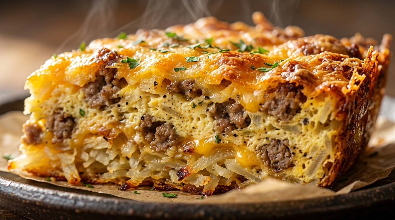 Cracked Black Pepper Hashbrown Sausage Breakfast Casserole