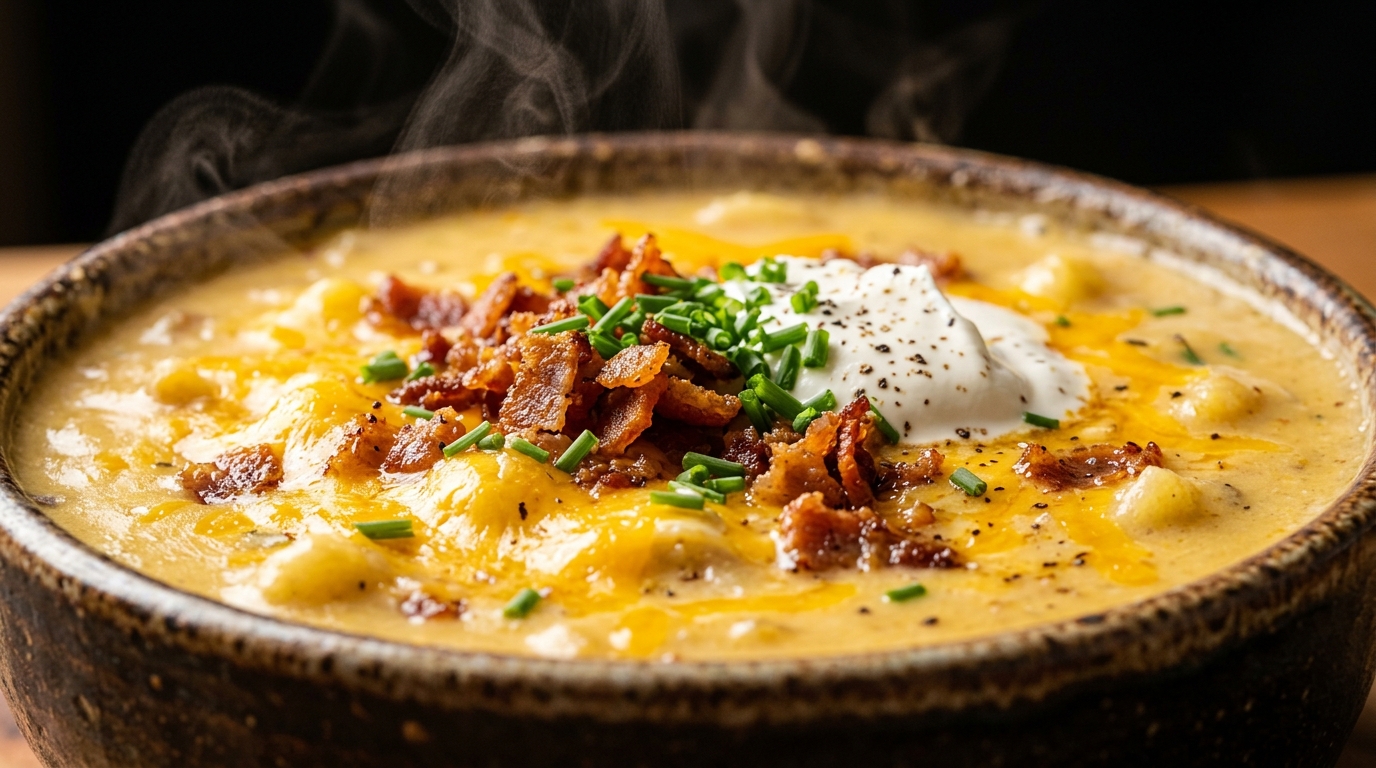 Creamy Loaded Baked Potato and Cheddar Soup