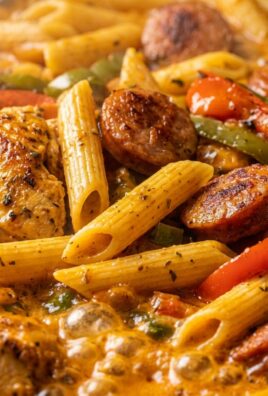 One-Pot Creamy Cajun Chicken & Beef Sausage Pasta