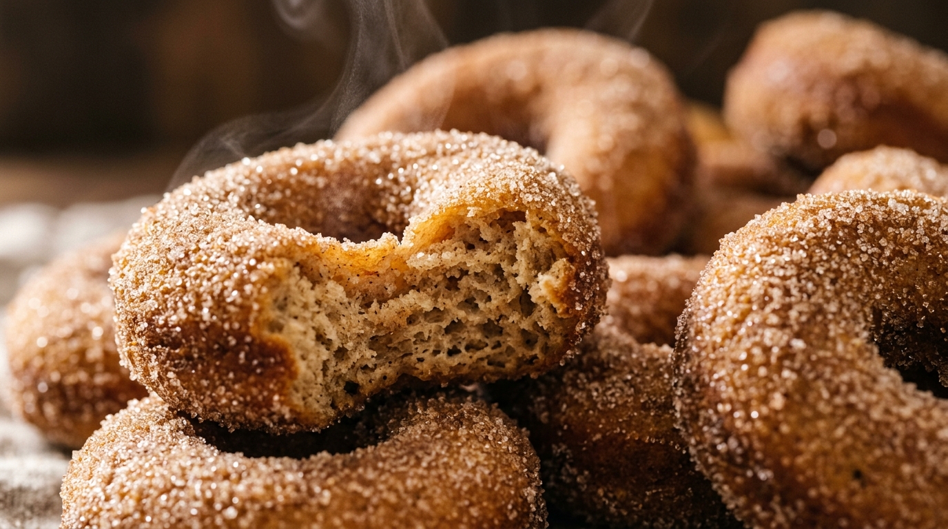 Warm Spiced Apple Cider Baked Donuts with Cinnamon Sugar